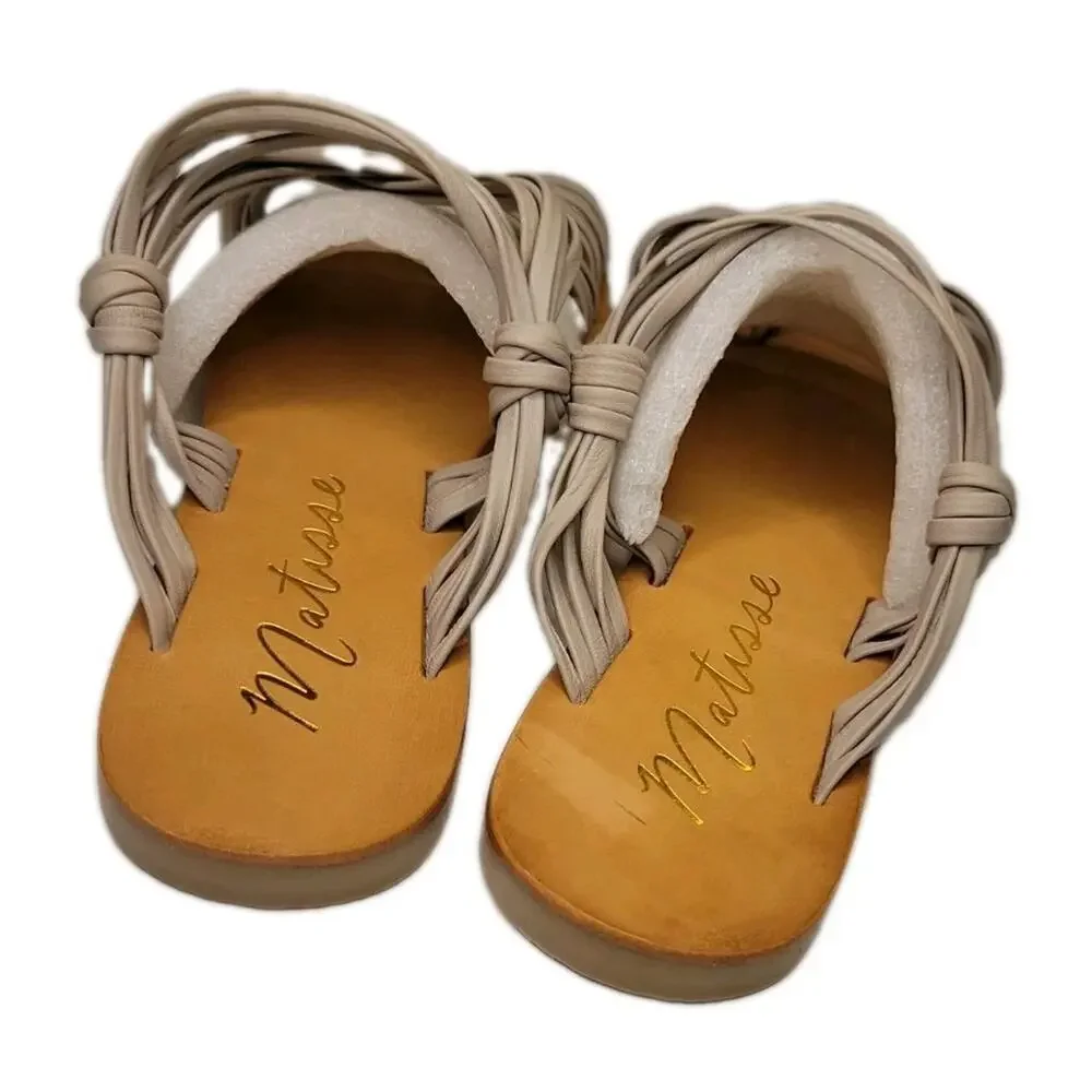 Matisse Rosie Cream Ivory Multi Strap Knotted Toe Loop Flat Sandals Womens 9M